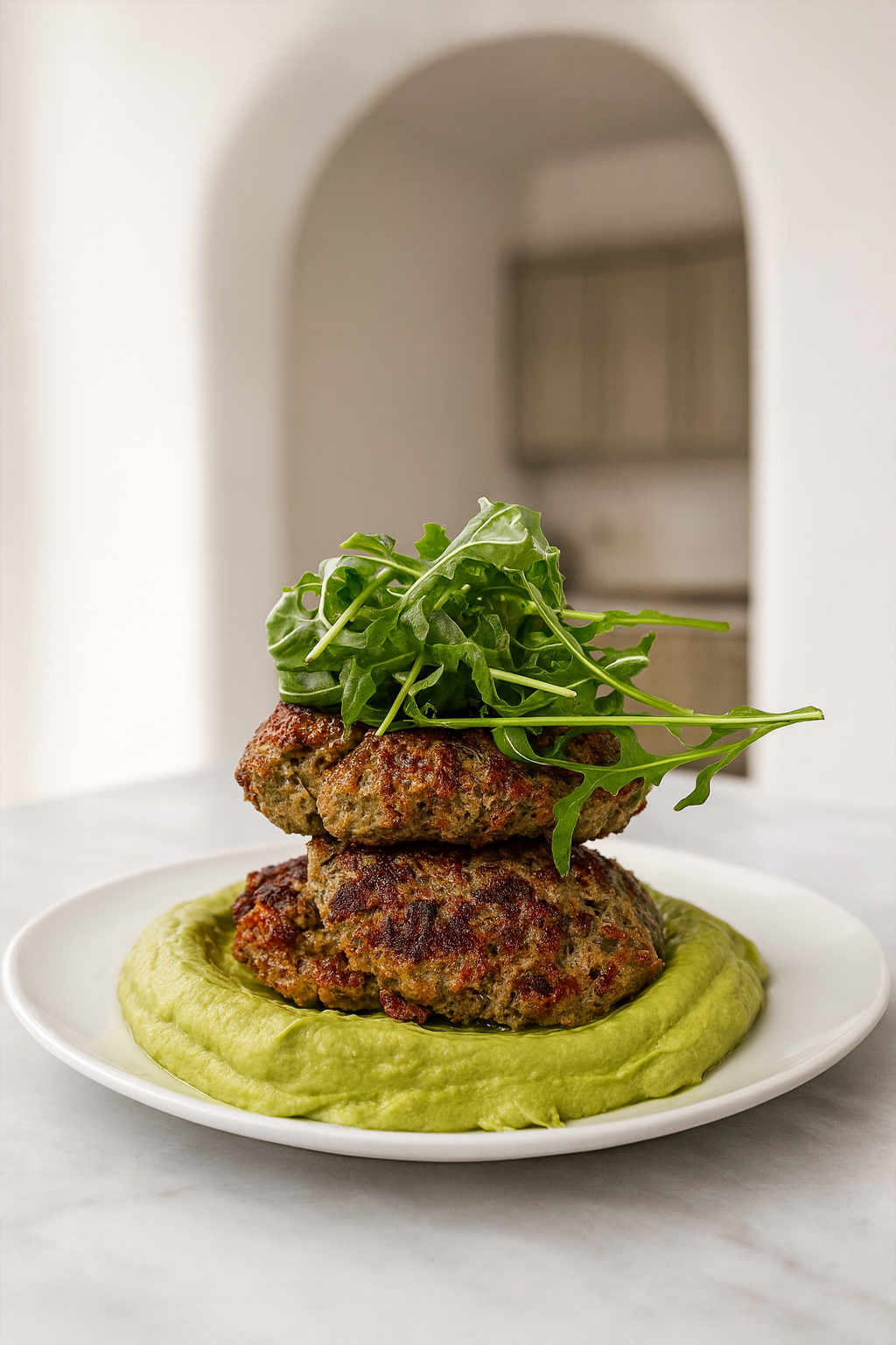 Lamb burgers with yogurt-avocado sauce