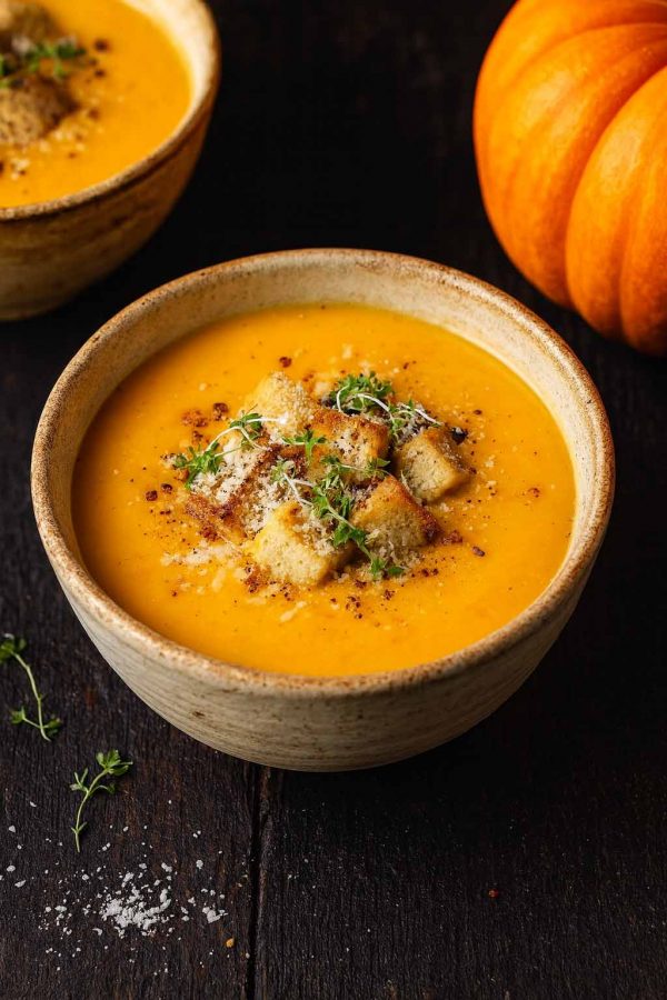 ΣΟΥΠΑ ΚΟΛΟΚΥΘΑΣ ΒΕΛΟΥΤΕ ΜΕ ΚΡΟΥΤΟΝ & ΘΥΜΑΡΙ