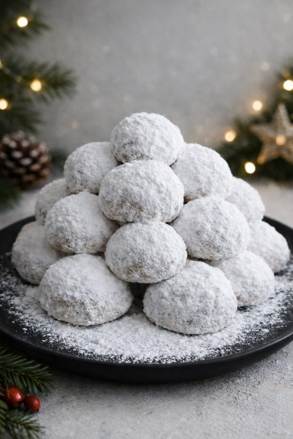 Traditional greek butter almond cookies (kourabiedes)