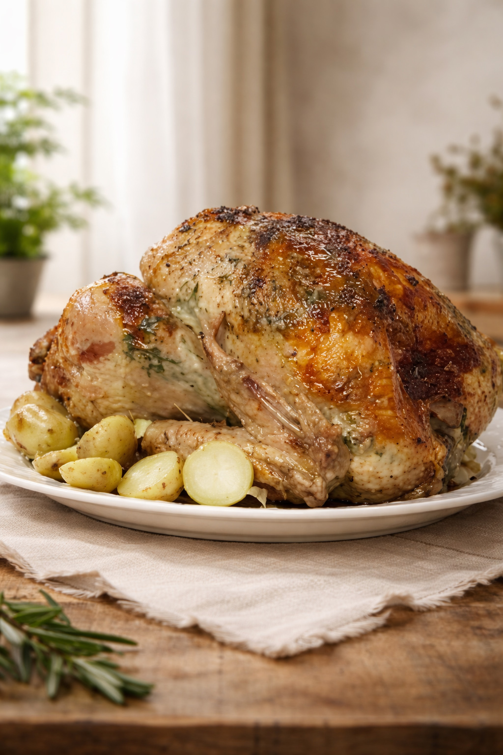 Roast turkey with lemon, thyme and garlic