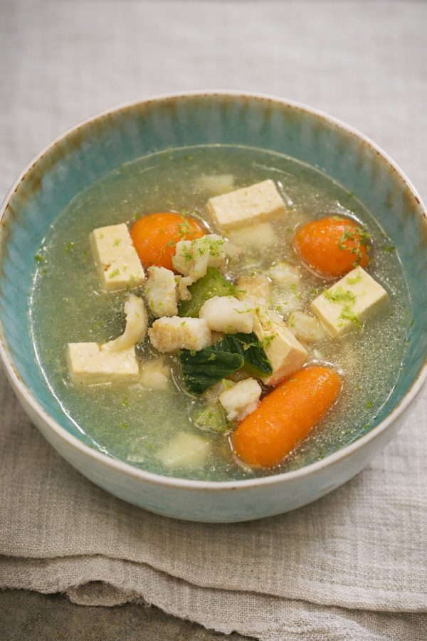 Fish soup with tofu and cucumber
